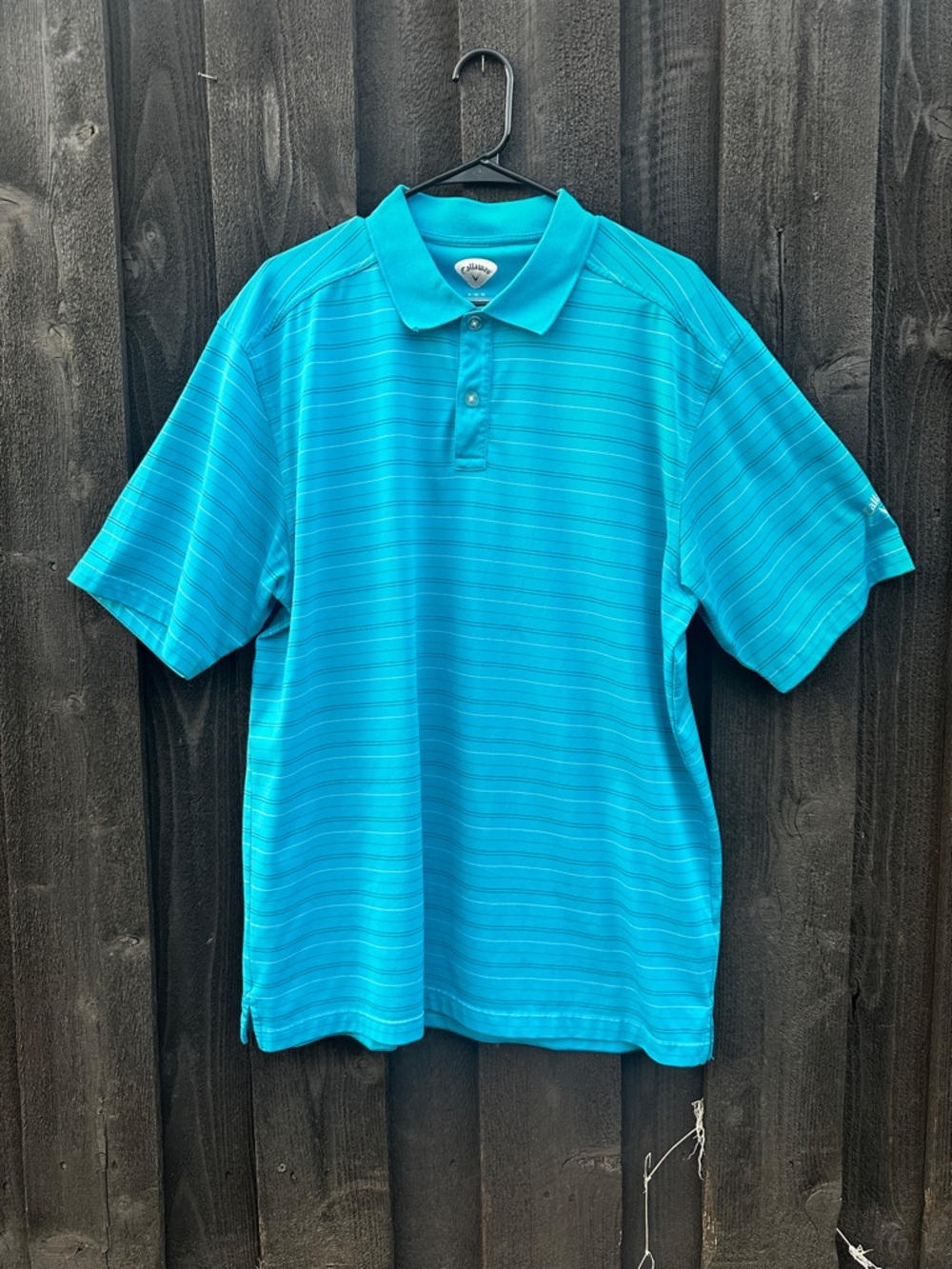 Callaway turquoise men's golf polo black thin stripes size XL